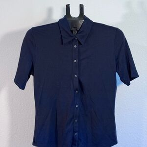 Banana Republic Dark Navy Short Sleeve Button Down Shirt